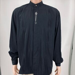 Pronti Collection be Phita Men’s Rhinestone Black Dress Shirt Size L